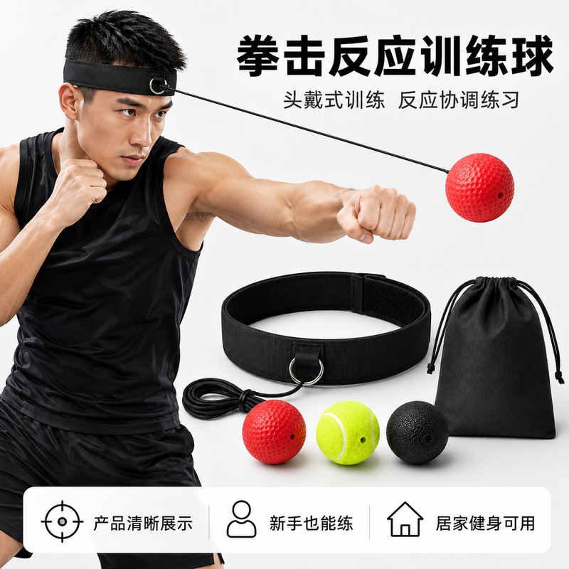 Boxing Reaction Ball Speed Decompression Magic Ball Dodge and Block Training Equipment Boxing Head-Mounted Reaction Target Boxing Reaction Ball Speed Decompression Magic Ball Dodge and Block Training Equipment Boxing Head-Mounted Reaction Target