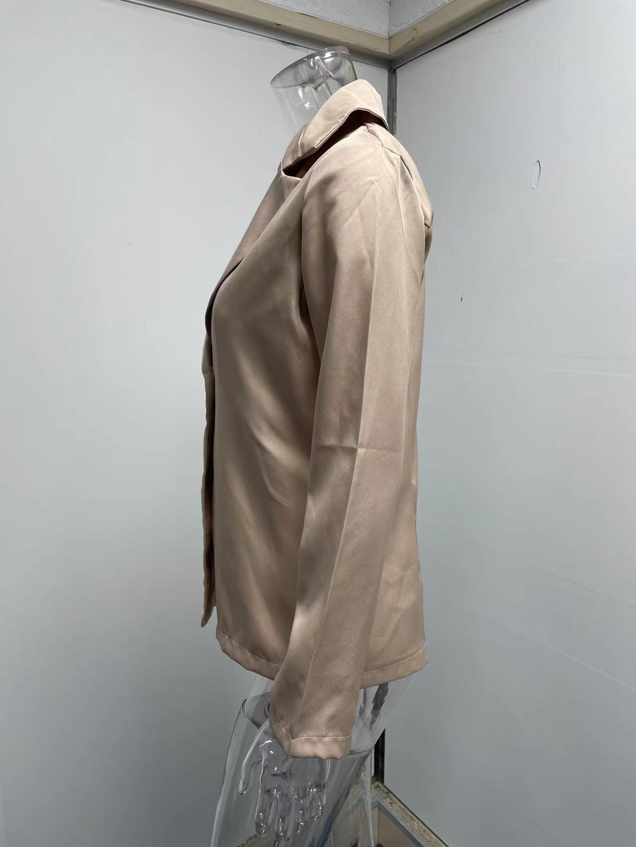 Women's Clothing Long sleeved Solid Color Button Suit Women's Jacket Cardigan_senzul.com