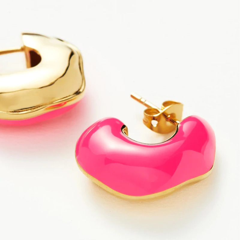 Simple Style C Shape Copper Enamel Plating Ear Studs 1 Pair