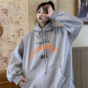 2025 New Autumn and Winter Hooded Sweatshirt for Women, Fleece-Lined and Thickened, Pullover Korean Style, Loose Fit, Long-Sleeved Student Ins Jacket, Trendy