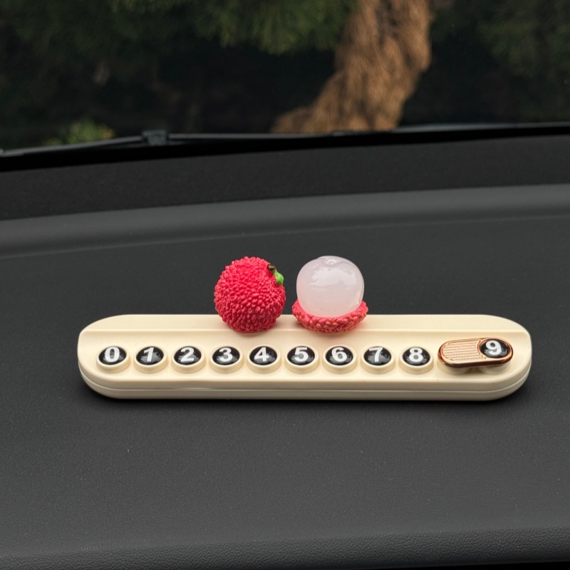Fruit-Scented Number Plate for Good Luck, Temporary Parking Sign, Car Interior Decoration, Realistic Fruit Ornament