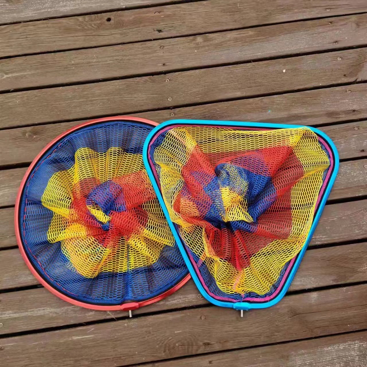 钓鱼抄网铝合金抄网头圆形彩加厚大物网头防挂捞鱼网兜三角抄网头