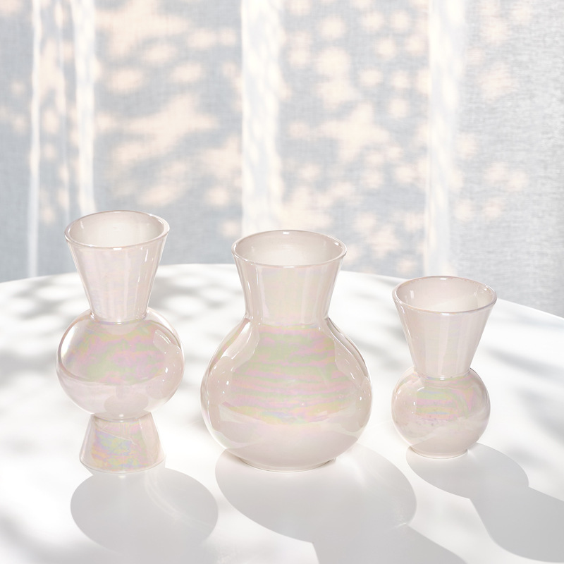 Sichuan Gate Ins Light Luxury Fantasy Nordic Creative Simple Ceramic Dry Flower Vase Water Cultivation Home Living Room Flower Arrangement Ornament