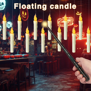 Cross-border Hot Sale Suspended Candle Halloween Decoration Harry Potter Floating Luminous Magic Wand Remote Control LED Candle
