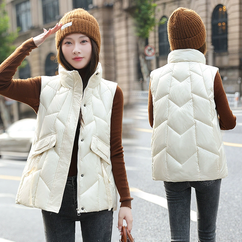 Хлопковый жакет женский короткий воротник свободный дикий жилет 2023 новый наружный жилет