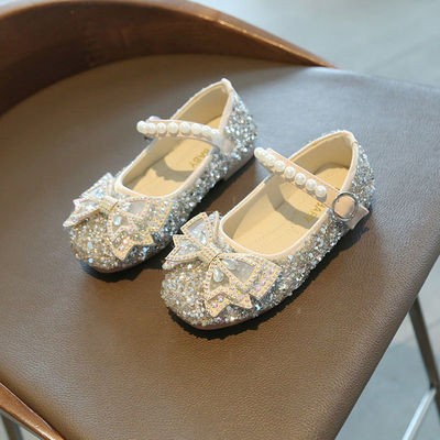 Slipper girl Princess shoes Korean Edition 2022 spring and autumn new pattern Female baby bow Single shoes fashion Diamond girl