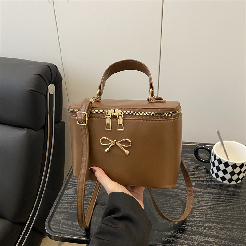 Bolso bandolera de estilo occidental de moda coreana para mujer 2025 nuevo bolso de caja cuadrada bolso de hombro con lazo dulce bolso cuadrado pequeño