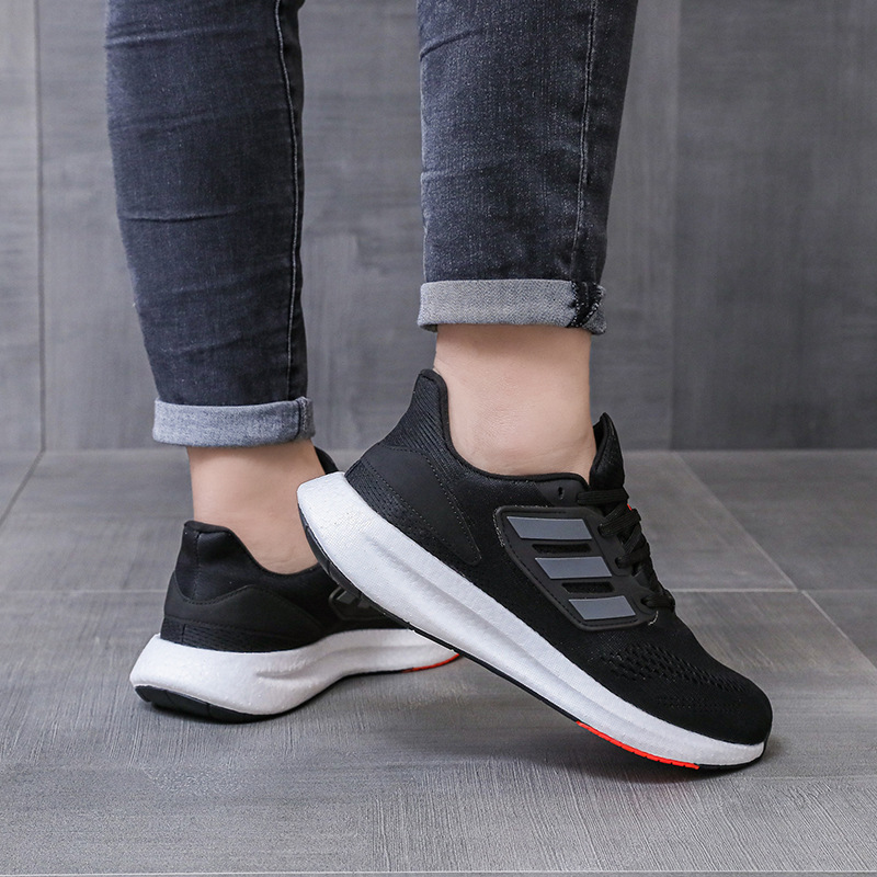 Hombres y mujeres de tres barras simples zapatos de correr de malla transpirable cómodos amortiguación desgaste zapatos deportivos casuales