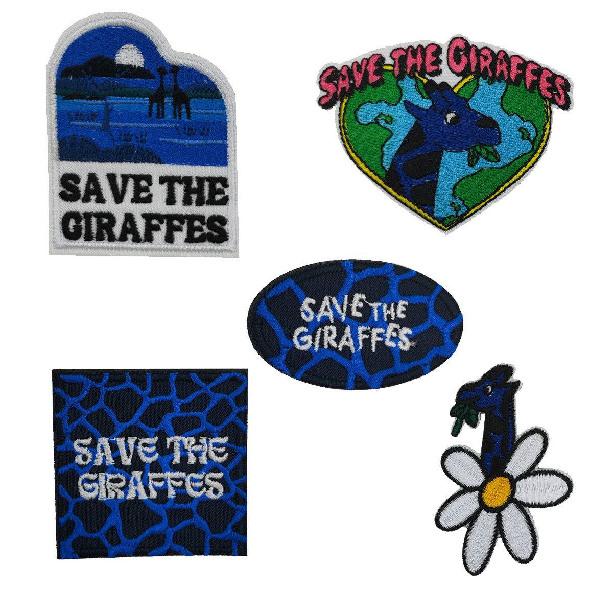 新款椭圆形长颈鹿刺绣魔术贴卡通英文字母布贴补丁贴装饰鞋服徽章