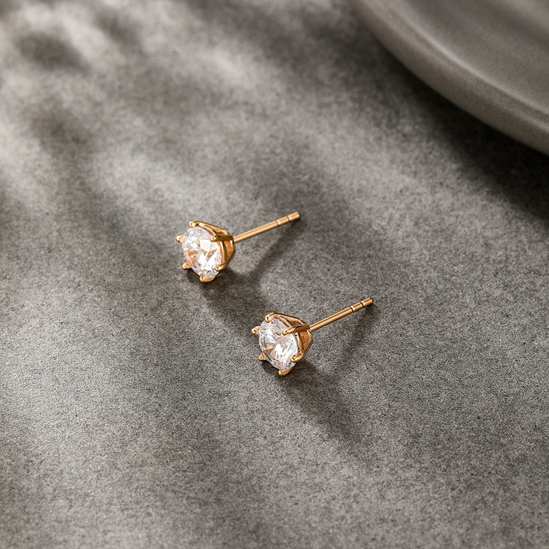 Pendientes de circonita de seis puntas de nuevo estilo Xuping para mujer, diseño sencillo estilo INS, pendientes básicos versátiles.
