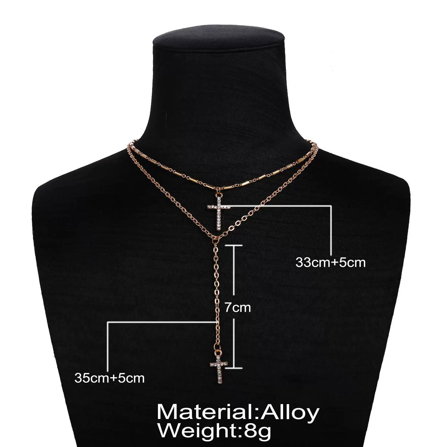 Accessories Multi-layer double cross choker sweater chain chain