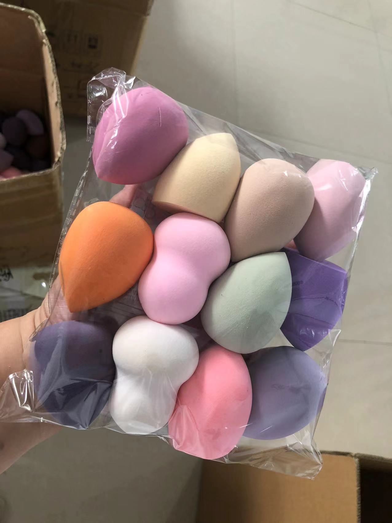 Conjunto de huevos de maquillaje transfronterizo super suave sin polvo de cosméticos almohadilla de aire polvo de doble uso esponja desechable