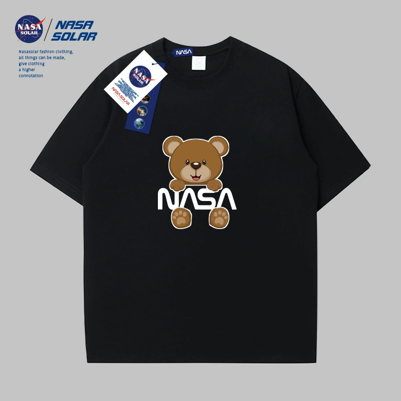 Хлопковая футболка NASA с принтом мультяшных медвежат, приятная к телу, для мужчин и женщин, оверсайз, плюс-сайз