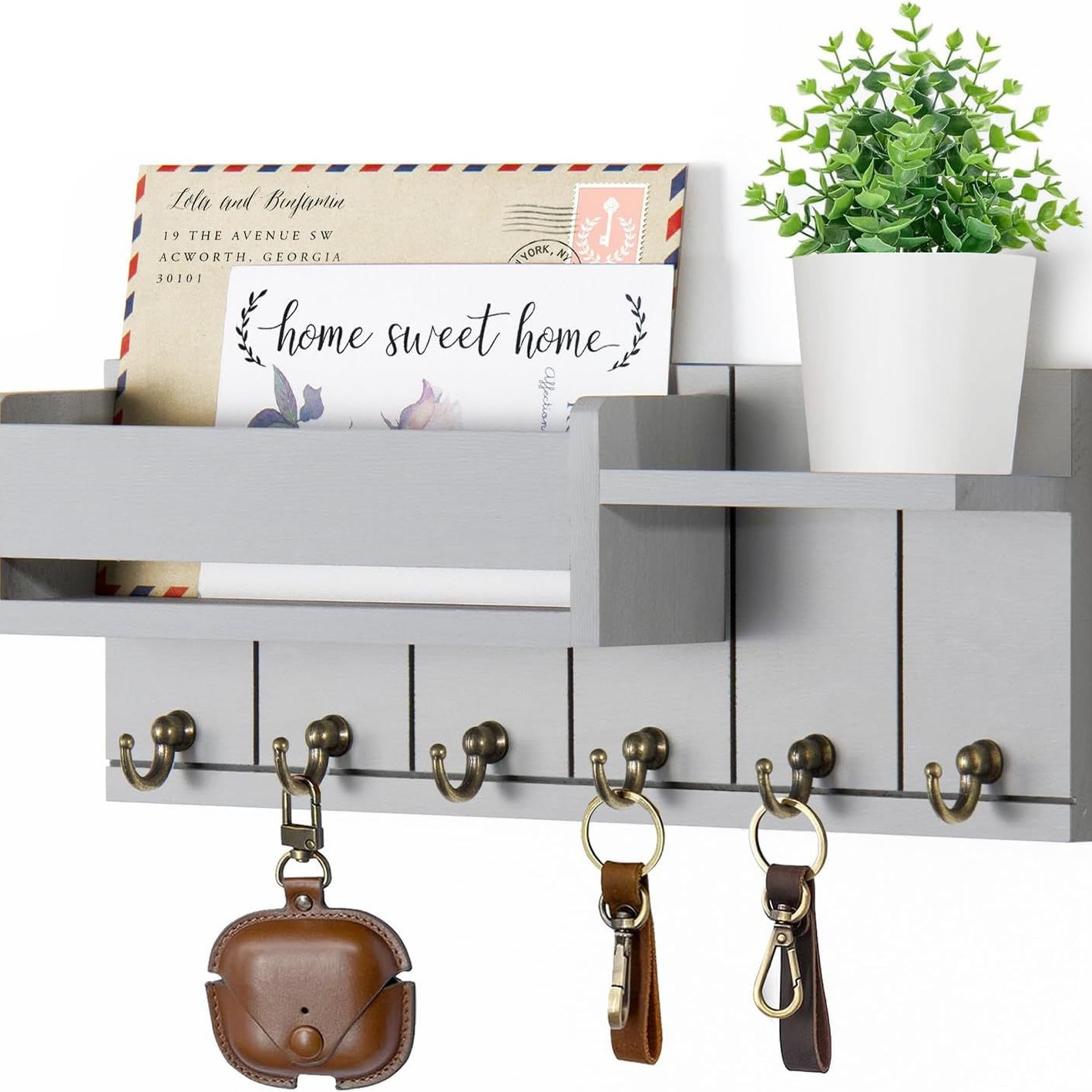 Cubierta de llaves de madera tipo pared habitación dormitorio estudio gancho de llave pared de madera sólida artículos diversos arreglos rack