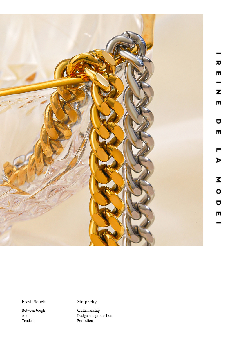 30g Weight 0.03µm Gold Plating Thickness Electroplating Gold Plating Process Rock Streetwear Geometric 304 Stainless Steel 18K Gold Plated Bracelets In Bulk