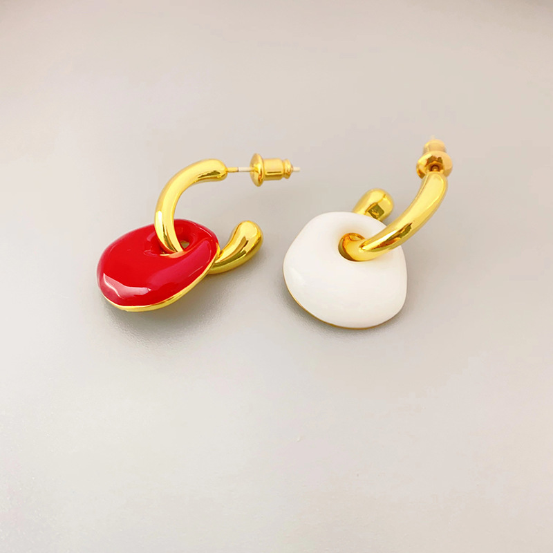 新款純色琺瑯釉滴油耳釘可拆卸氣質韓國輕奢風百搭925銀針耳釘女