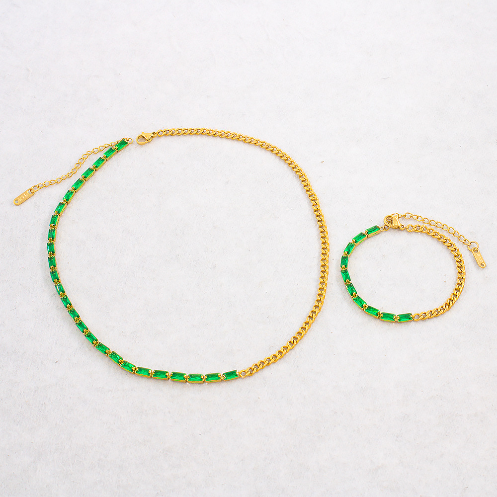 Simple Style Geometric Stainless Steel Chain Zircon Bracelets Necklace