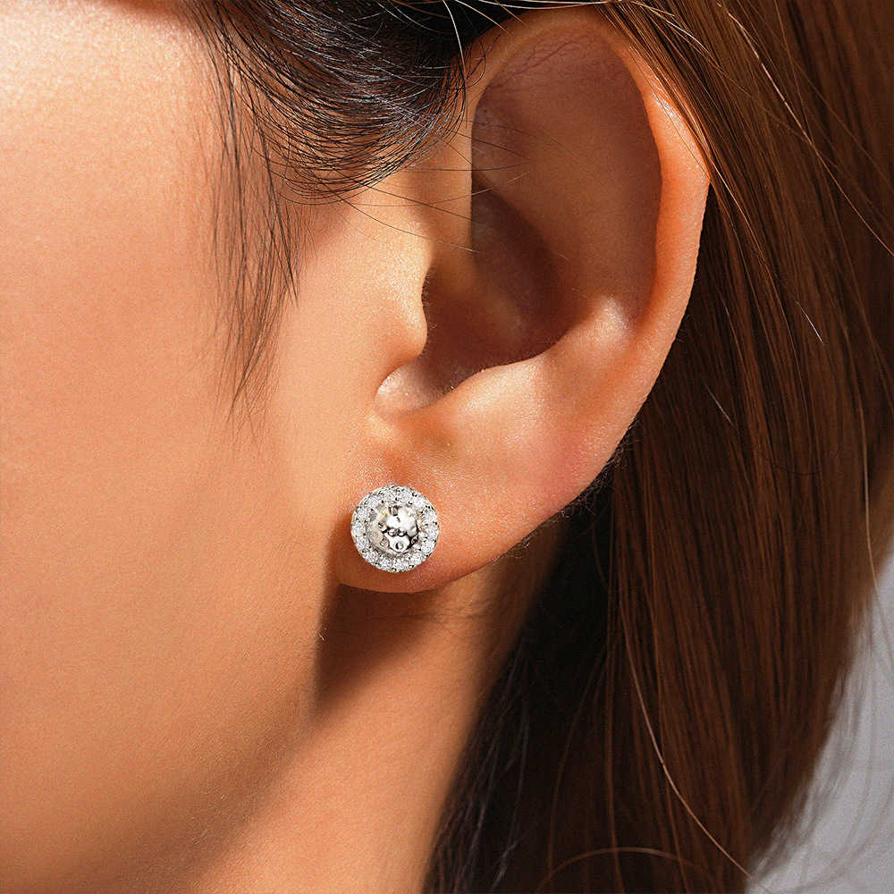 1 Pair Simple Style Geometric Plating Inlay Sterling Silver Zircon Ear Studs display picture 9