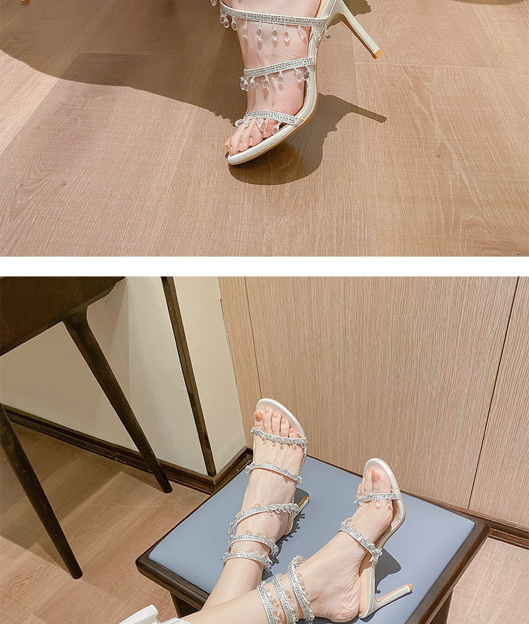 L-108 ciondolo in cristallo intrecciato a forma di serpente con strass, cinturino dritto in stile francese, tacco alto, sandali, versatile_voghion.com