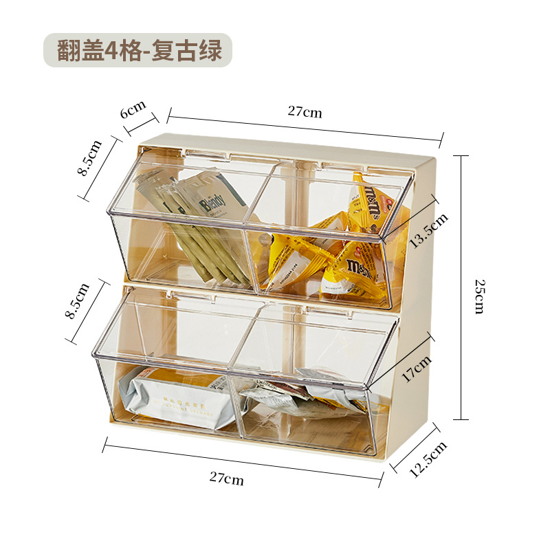 Caja de almacenamiento de bolsas de té a prueba de polvo con tapa café leche té organizador estante de almacenamiento acrílico transparente Oficina escritorio sala de té
