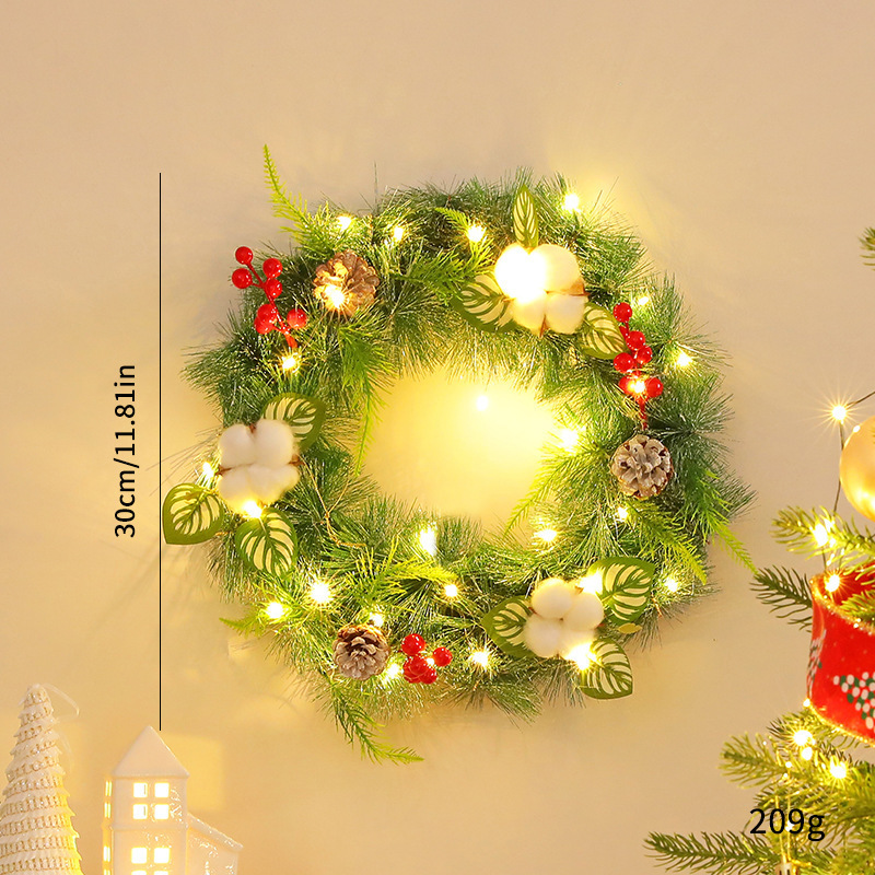 外国貿易の人気クリスマスの花輪のペンダントクリスマスのシーンのショーウインドーの扉を配置します。|undefined