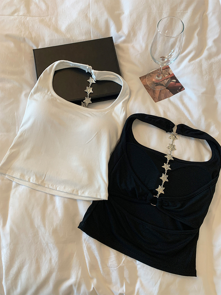 Koreanisches Halter-neck-top Mit Kette Und Bh-polsterung_voghion.com