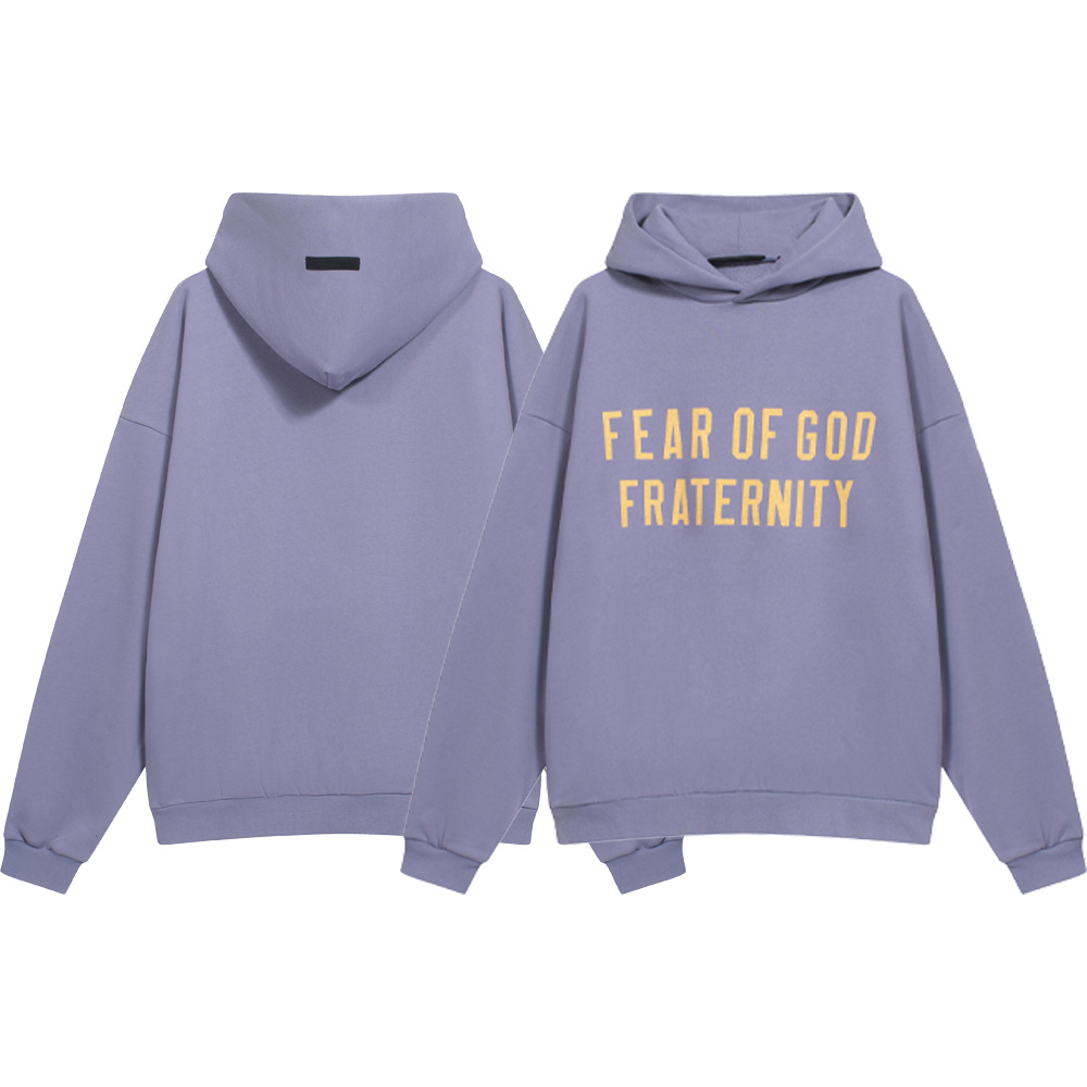 24FW FOG ESSENTIALS lavado con agua para hacer letras viejas imprimidas para hombres y mujeres sueltas casuales sudadera con sombrero