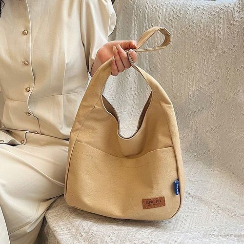 ins solid color simple design versatile bag hand bag college student class shoulder bag large capacity tote bag