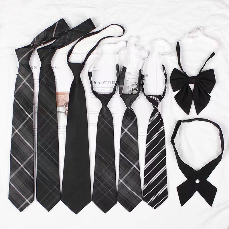 Men's Black With Collar Flower, Women's Bow Tie, College Style Shirt Decoration, Lazy No-Tie Casual Small Tie_voghion.com