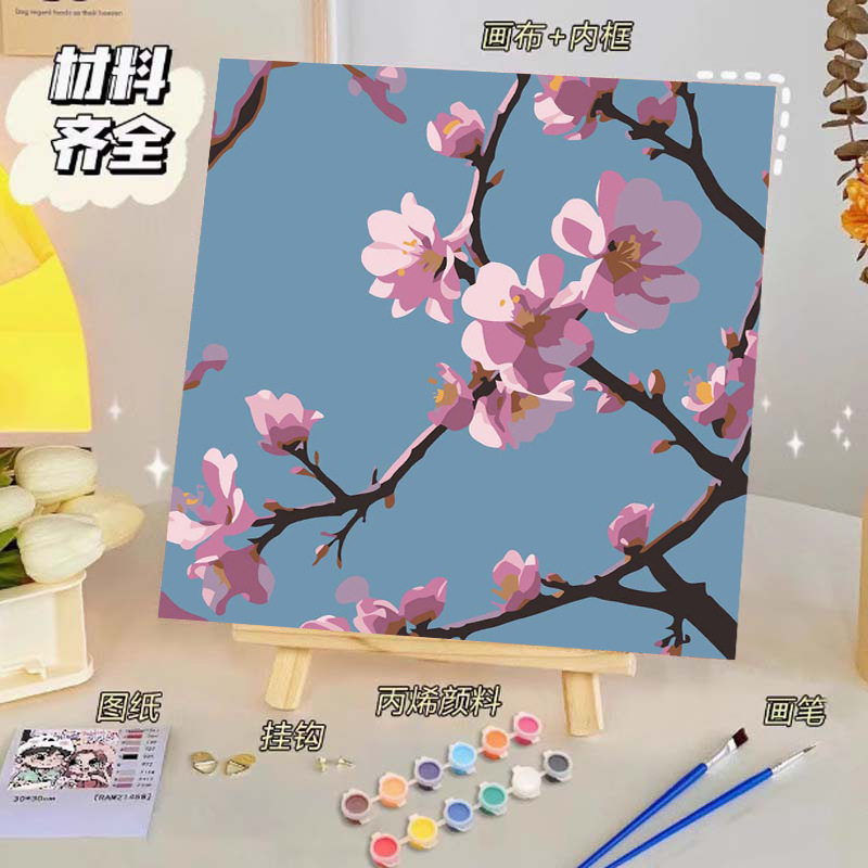 Pintura al óleo digital de bricolaje, dibujos animados para niños, pinturas para colorear hechas a mano, lindos puestos de animación curativos, comercio exterior transfronterizo