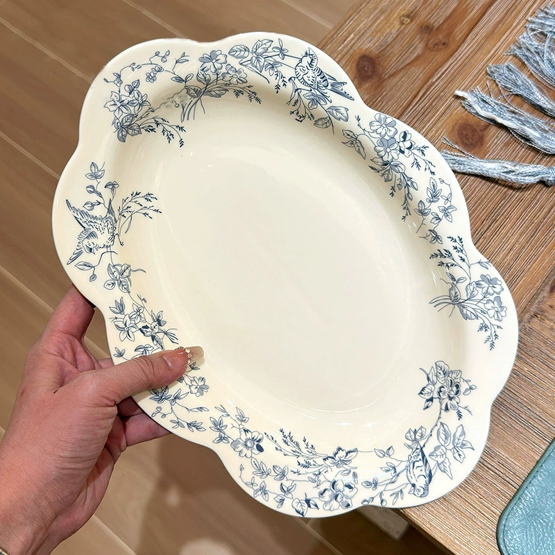 Blue Dream Series Tableware Plate New Home Vegetable Plate Specially Beautiful Plate Deep Dish Ceramic Fish Plate
