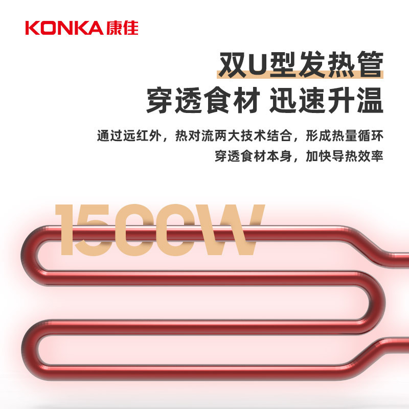 Konka 多機能電気バーベキューグリル家庭用電気バーベキューグリル無煙バーベキューステーキ屋内バーベキューオールインワンバーベキューグリル|undefined