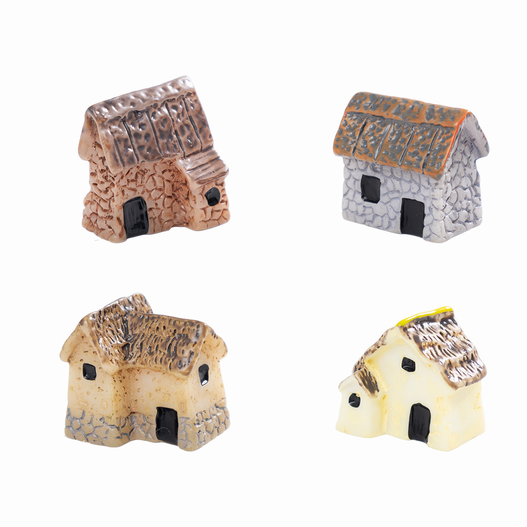 シングルドアの小さな家の家の茅屋の樹脂の工芸品の置物の小さい景観の置物の装飾の素材の部品