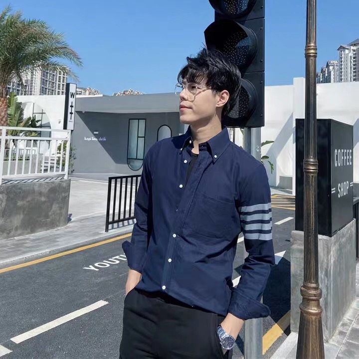 1.1 Correct Version of Pra Pula Blcg Four-Stripe Flannel Long-Sleeve Turn-Down Collar Tb Shirt Jacket for Men and Women Guc