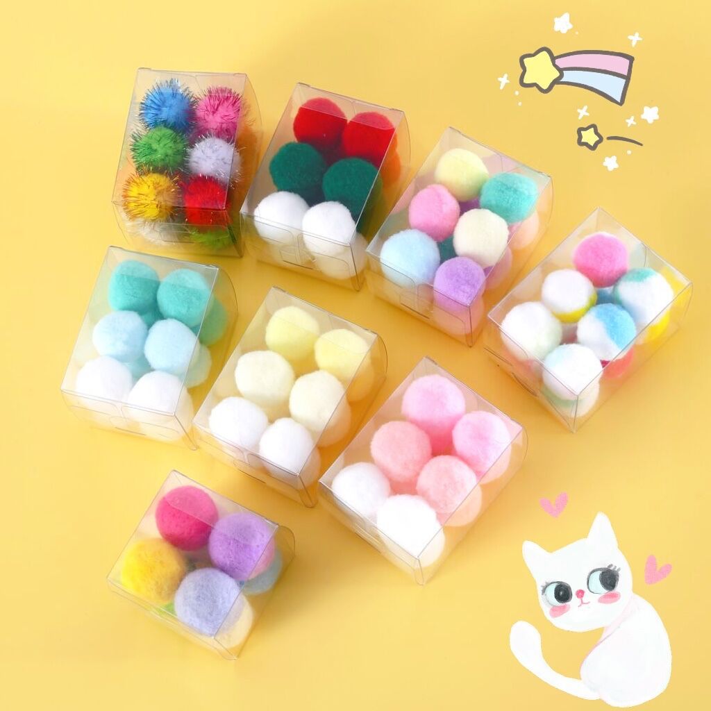 Mascota gato de lana de fieltro colorido 3CM mudo Bola de juguete interactivo auto-Hola Internet celebridad de entrenamiento de juguete caja de regalo traje