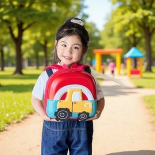 Cute Excavator School Bag Cartoon School Bag Backpack Breathable Waterproof Diving Material Kindergarten School Bag