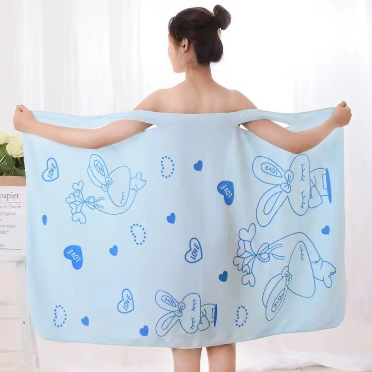 Cross-Border Temu Label-Printed Versatile Wearable Bath Skirt and Towel for Women, Absorbent, Soft, Thickened, Strapless Wrap-Around Bath