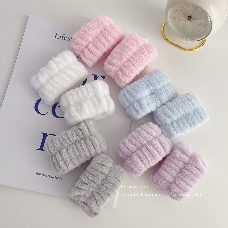 Lavar la cara correa de muñeca artefacto de absorción de agua pelúcia cabello cordón de cabeza de doble uso toalla de mano a prueba de humedad cabello para lavar anillo de cabello especial