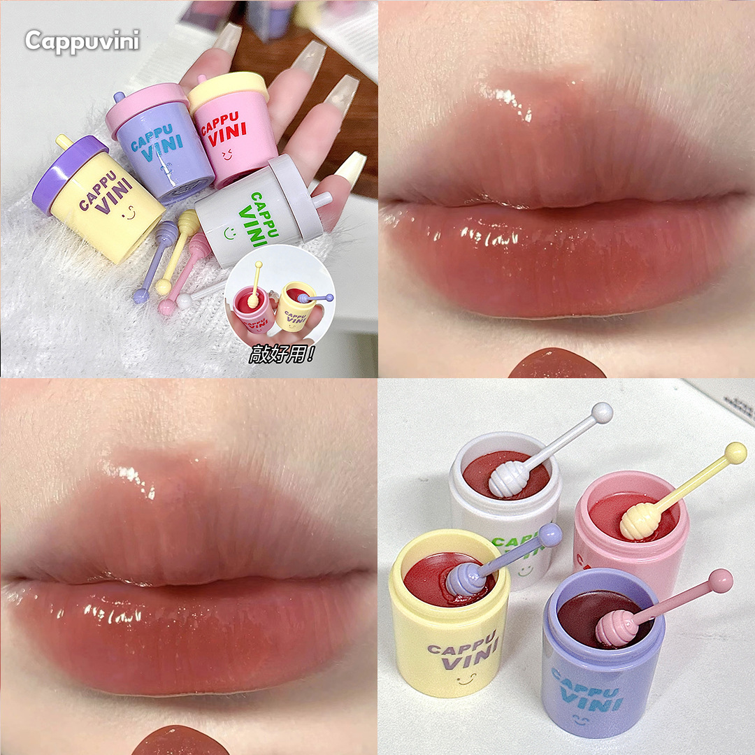 Cappuvini Taotao paja taza labio congelado agua luz hidratante espejo color sólido lápiz labial miel lápiz labial brillo labial
