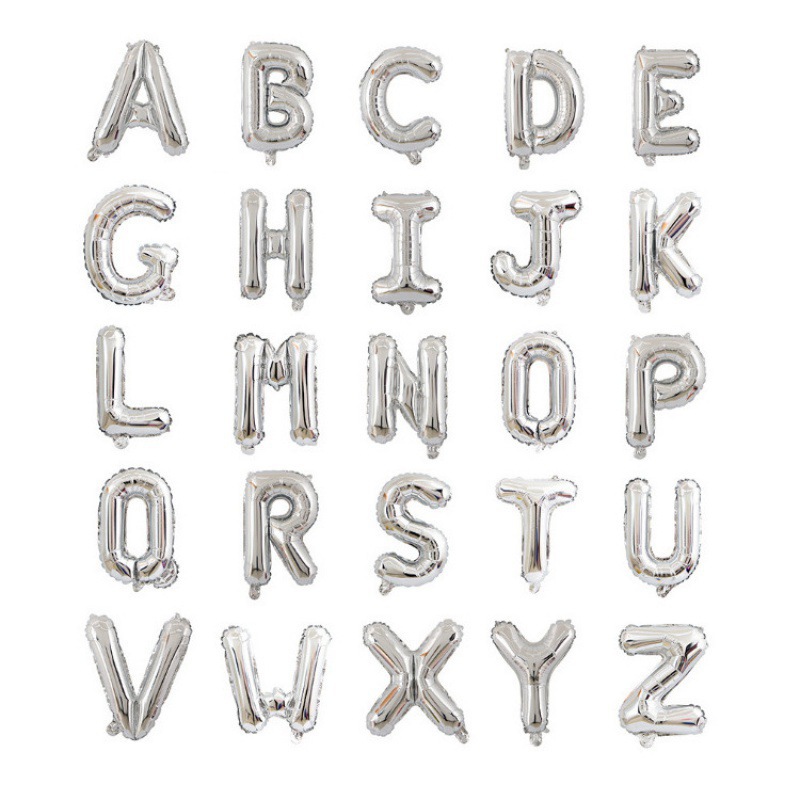 16寸美版小字母铝箔气球金色银色玫瑰金A-Z英文字母生日婚庆