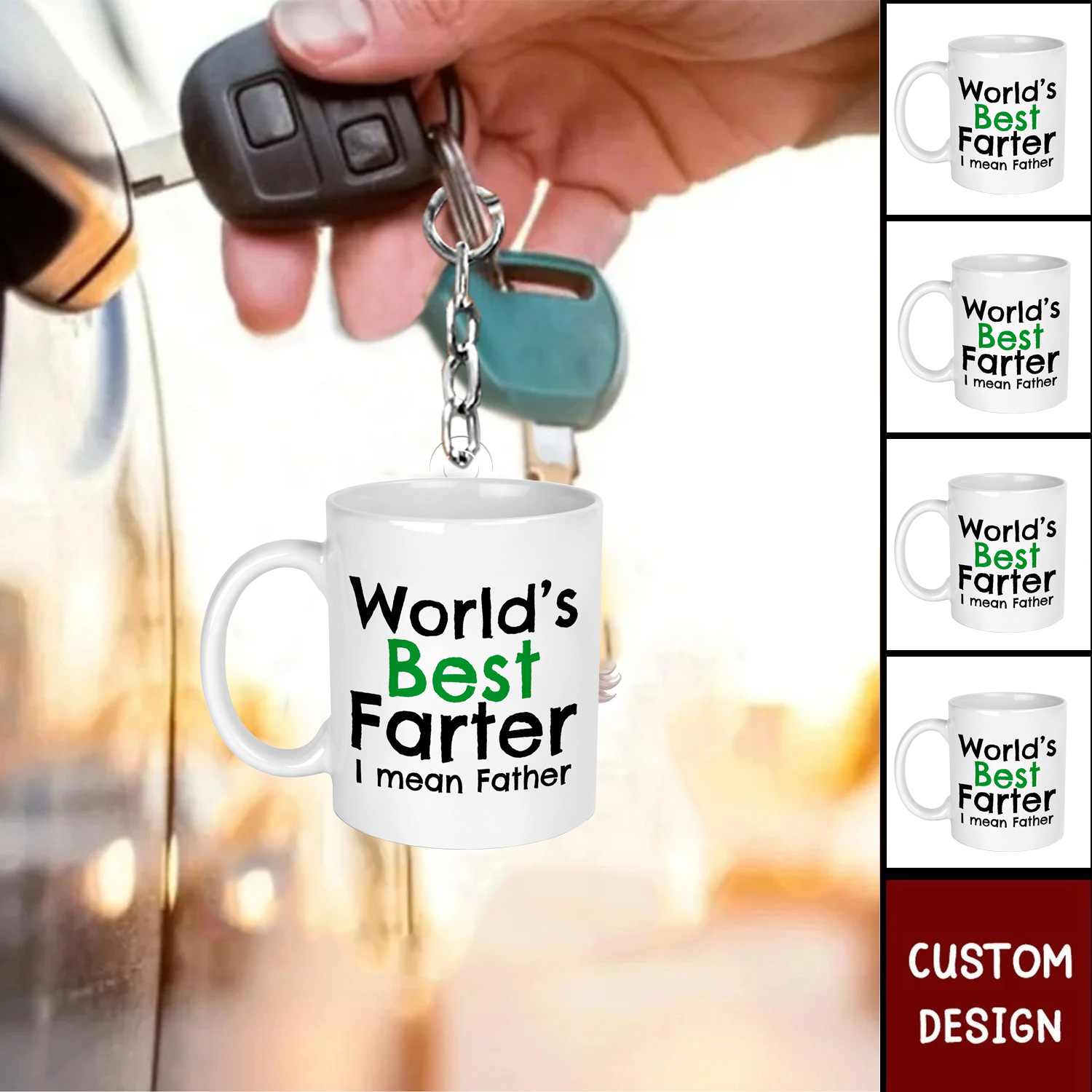 Letter, Cup Pattern Women's Gender Streetwear Letter Cup Arylic Father'S Day Women's Keychain