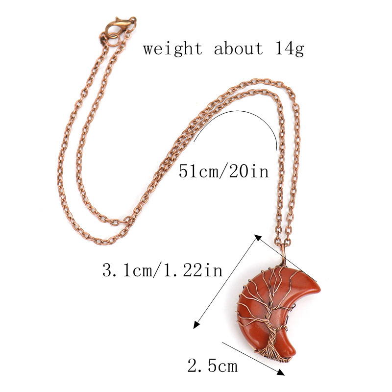Simple Style Moon Tree Natural Stone Copper Pendant Necklace In Bulk display picture 1