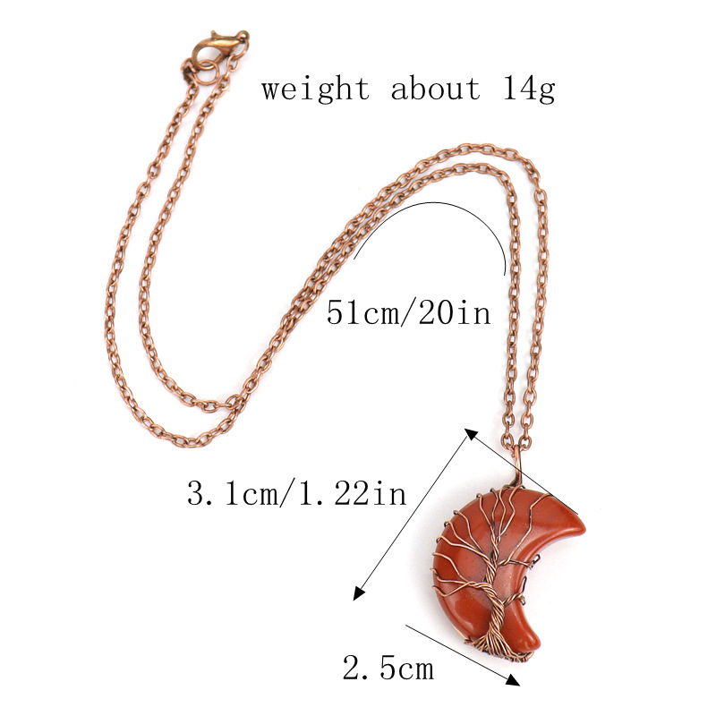 15g Weight Pendant Necklace Classification 1 Piece Quantity Simple Style Moon Tree Natural Stone Copper Pendant Necklace In Bulk
