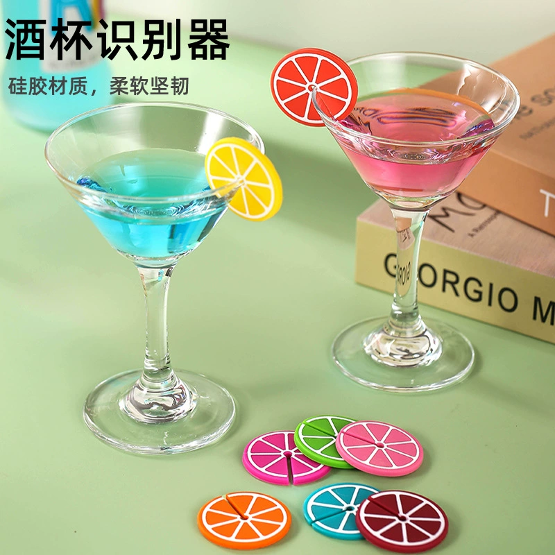 Наклейки с логотипом из пищевого силикона, оранжево-красные, для отличия бокалов для вина, для вечеринок, для коктейлей, готовые к продаже