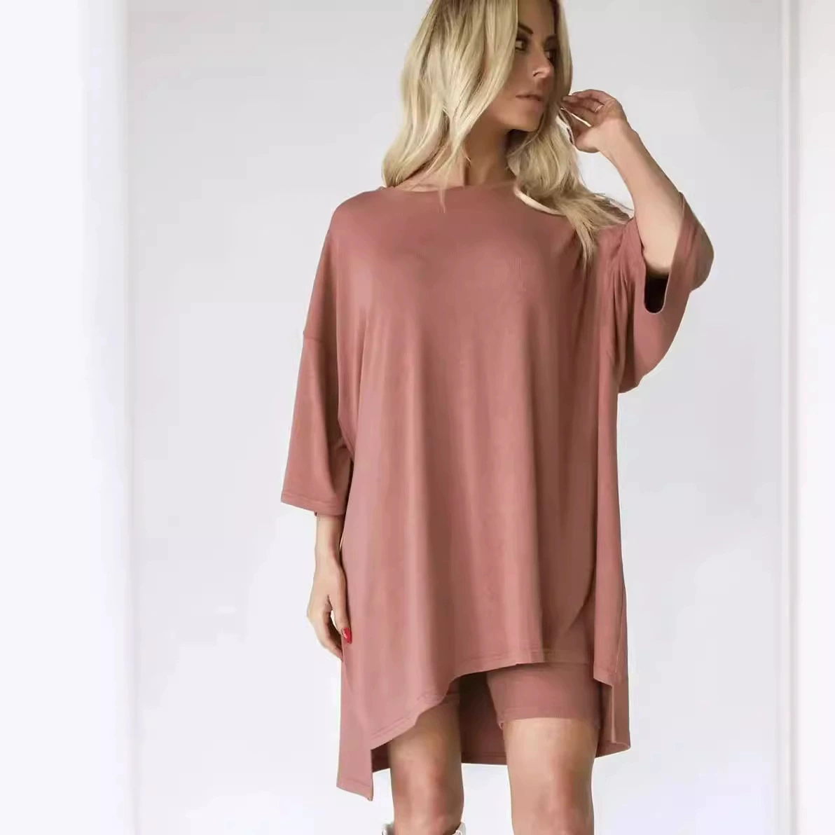 Комплект леггинсов женский 2024 Amazon новая мода дикий комфорт повседневная леди простой набор из двух частей женская одежда