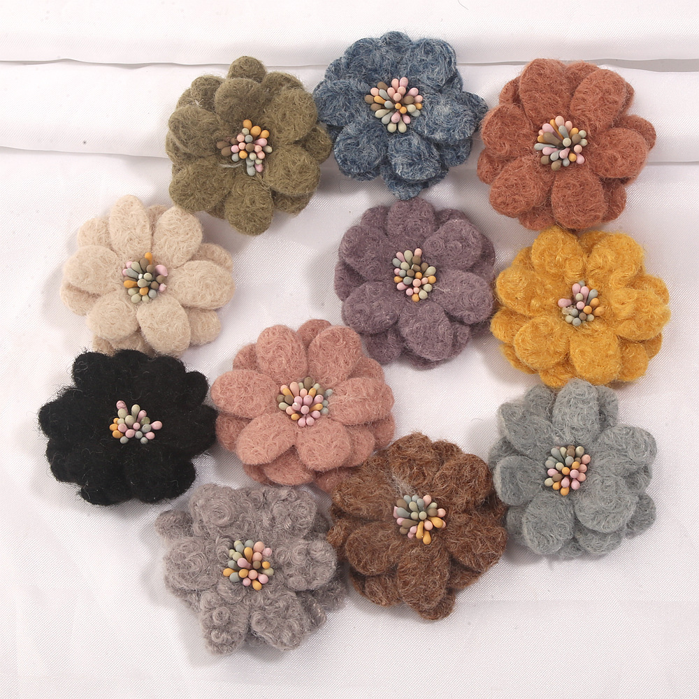 Direct manufacturer wholesale in stock: 4cm fluffy fabric flowers, handmade fabric flowers, clothing accessories, DIY decorations