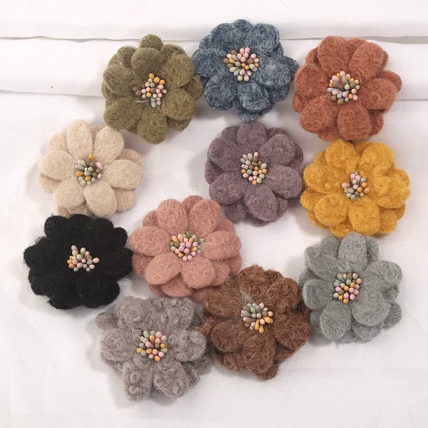 Direct manufacturer wholesale in stock: 4cm fluffy fabric flowers, handmade fabric flowers, clothing accessories, DIY decorations
