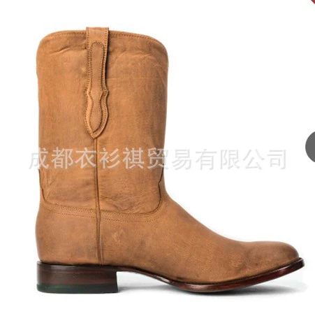 Трансграничная фабрика внешней торговли замшевые однотонные повседневные ножки на толстом каблуке, модные мужские короткие сапоги, супер большие размеры 44-48