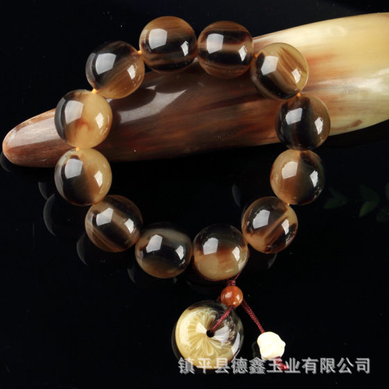 Horn bracelet 2.0 hanging gourd horn handball 8mm108 beads bracelet resin imitation horn crafts wholesale