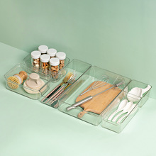 厨房抽屉分隔盒橱柜收纳分类透明分格盒厨具刀叉餐具塑料收纳盒